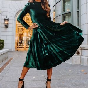 Ivy City Co Green Velvet Dress